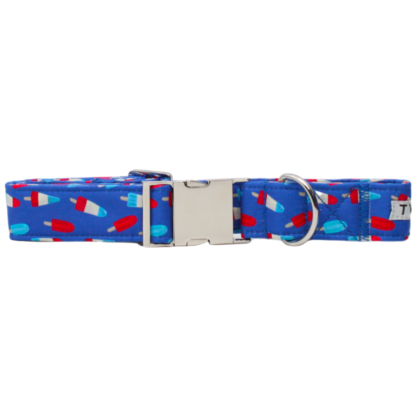 collier chien glaces sorbets bleu blanc rouge boucle argentée twiggy