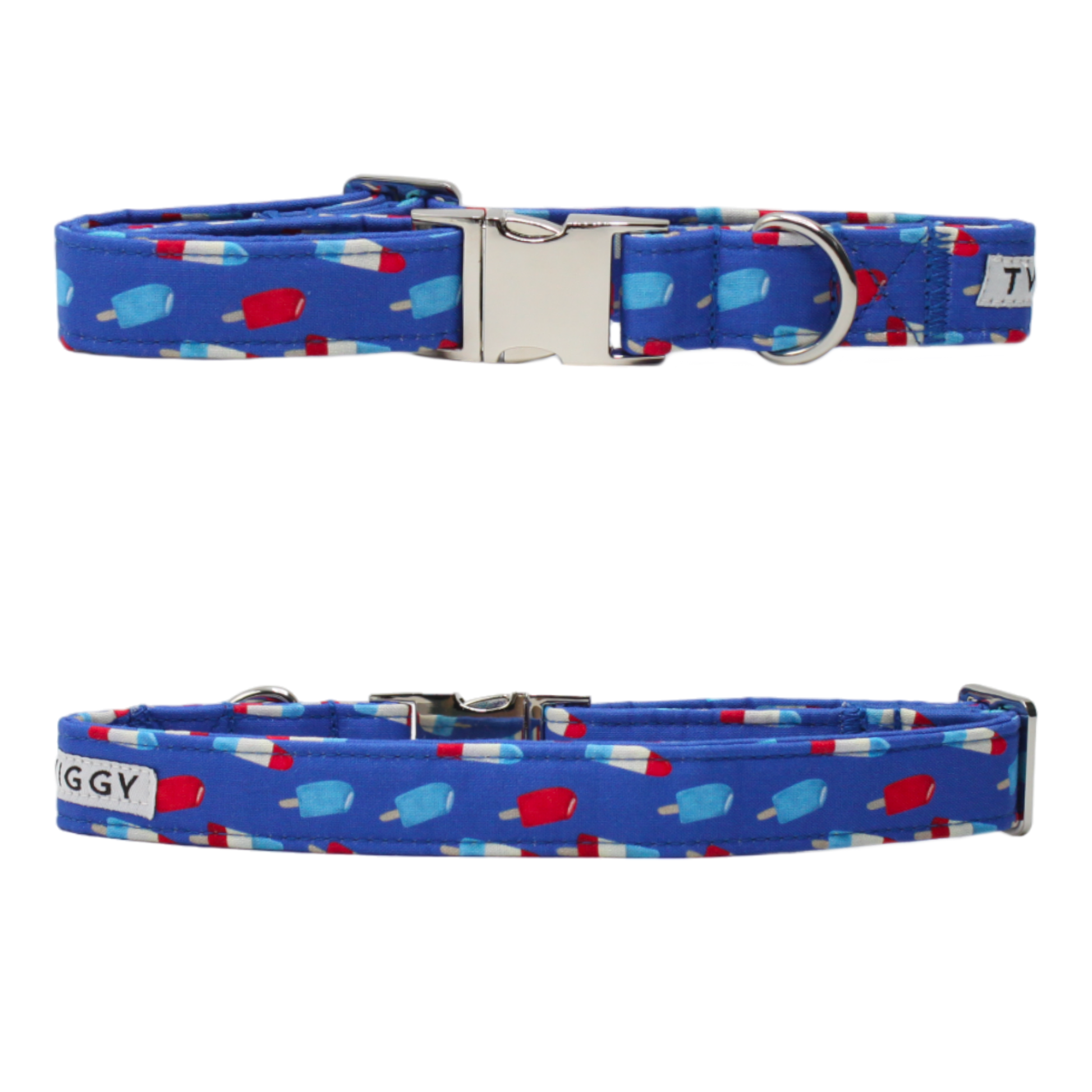 collier chien glaces sorbets bleu blanc rouge boucle argentée twiggy