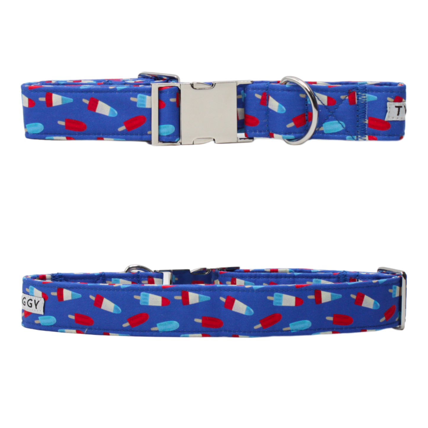 collier chien glaces sorbets bleu blanc rouge boucle argentée twiggy