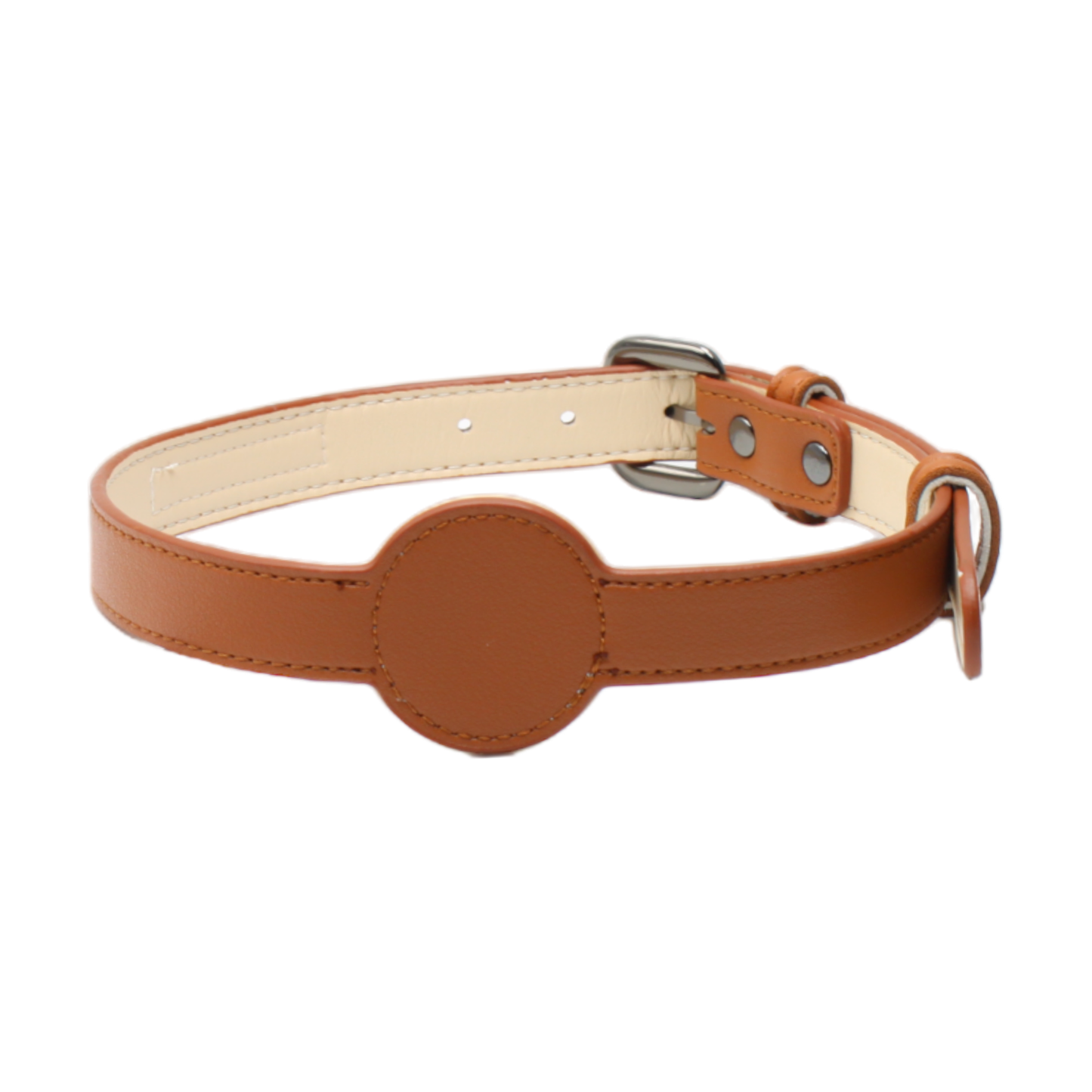 collier chien cuir boucle réglable étui airtag marron camel twiggy