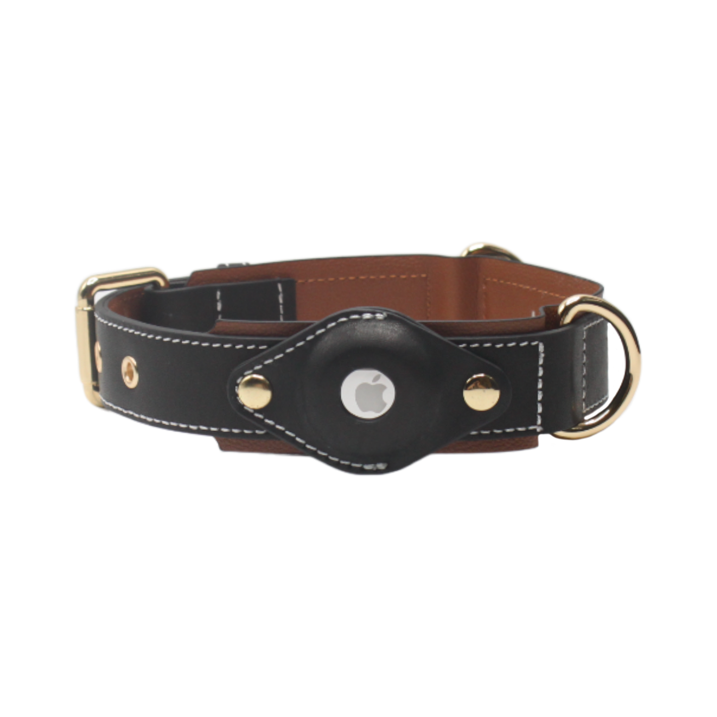 collier chien cuir boucle réglable étui airtag marron noir twiggy