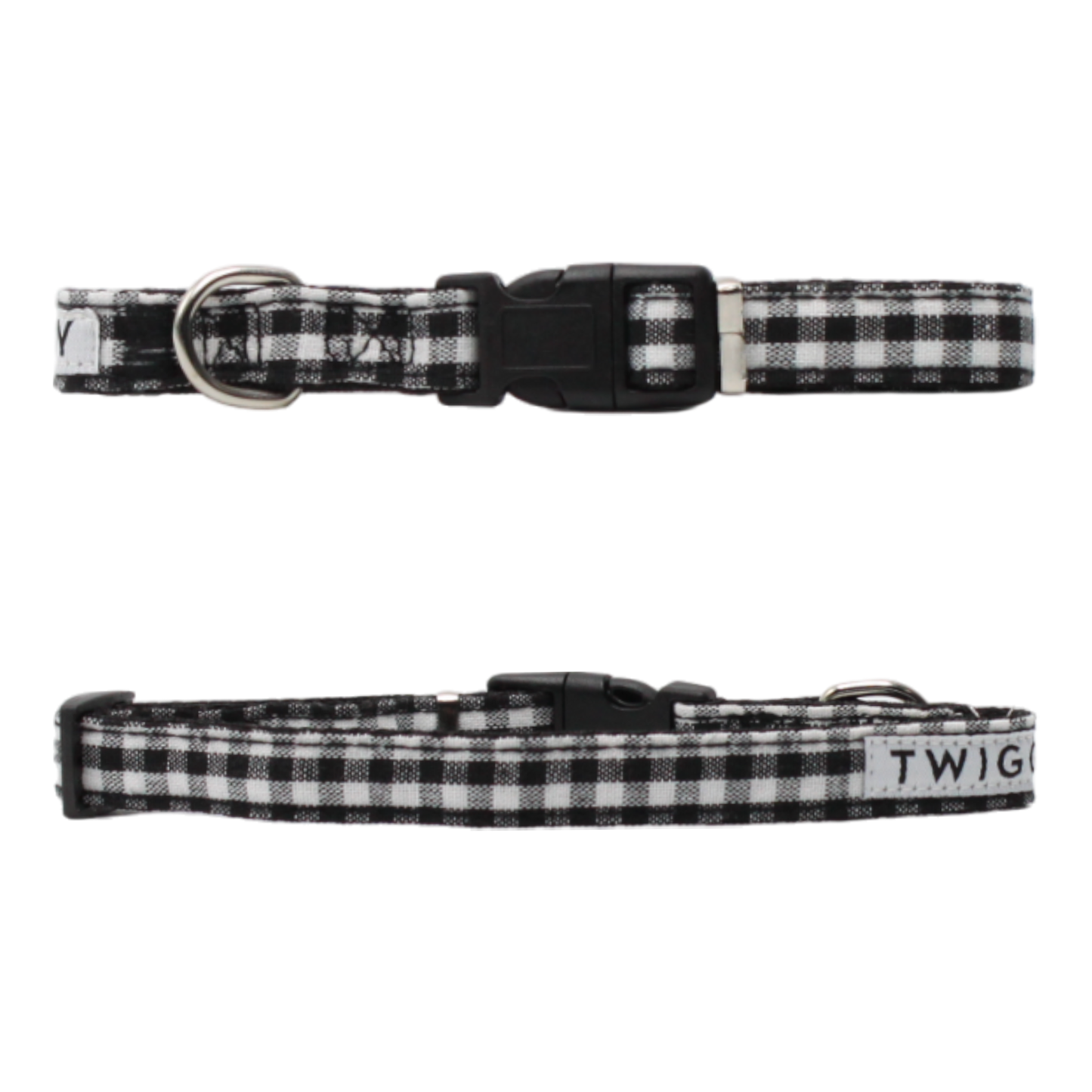 collier chien vichy carreaux boucle plastique noir et blanc twiggy