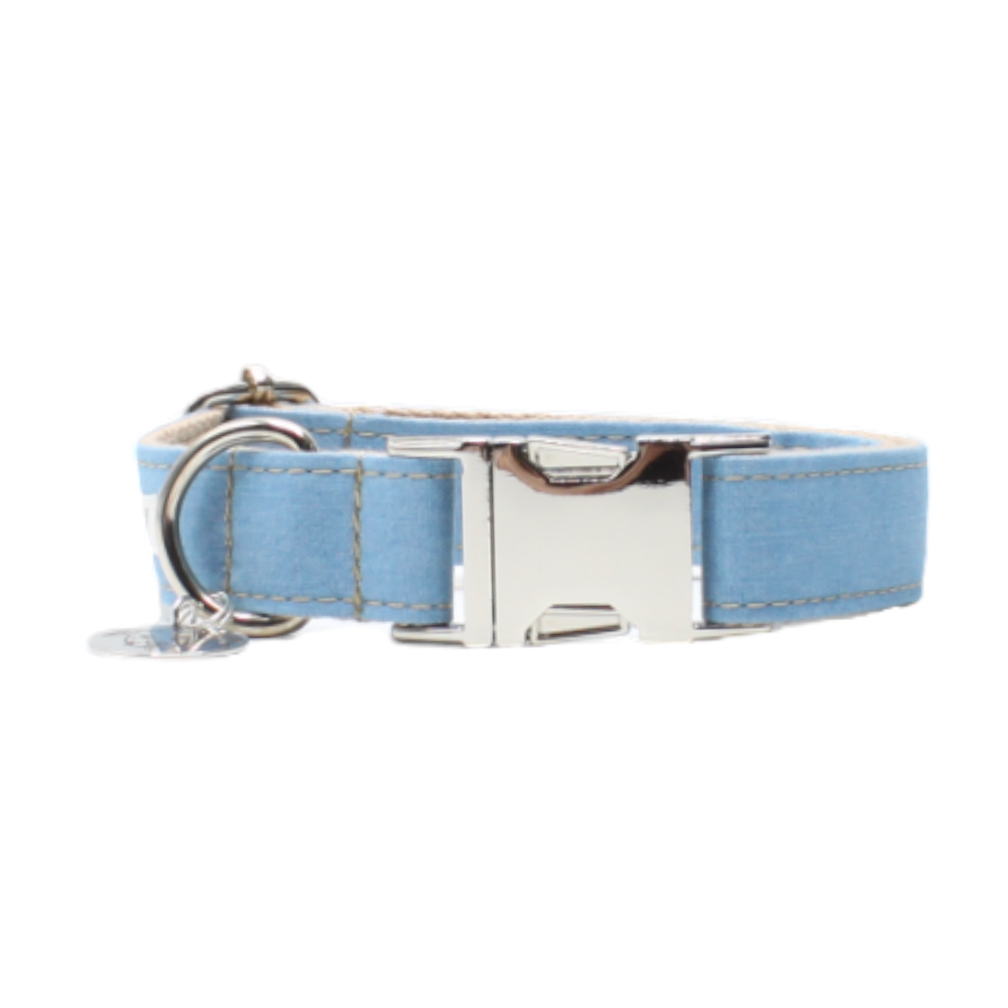 collier chien denim jean boucle métal argenté bleu twiggy