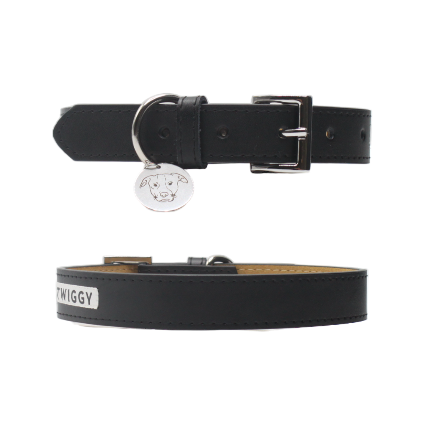 collier chien cuir boucle réglable noir twiggy
