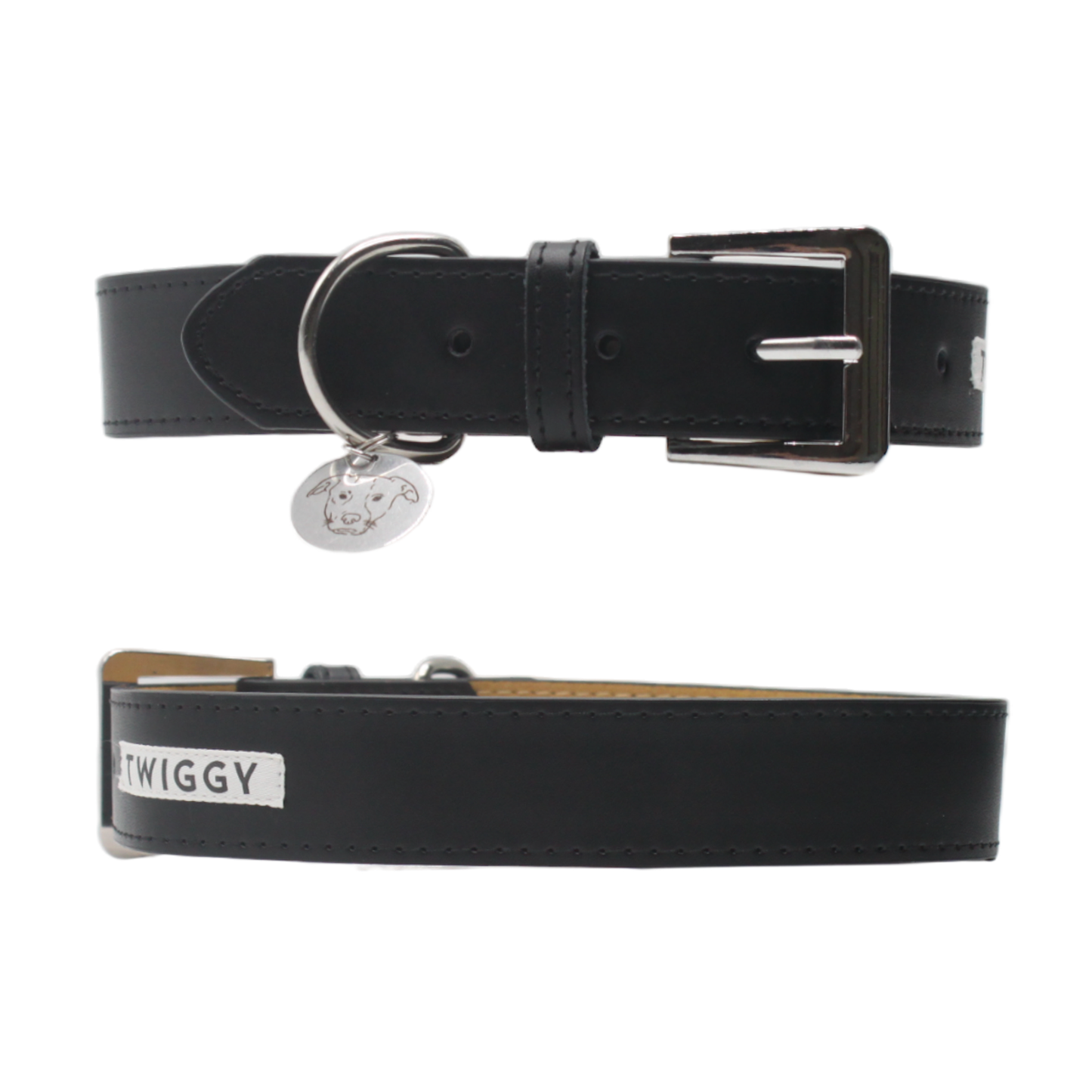 collier chien cuir boucle réglable noir twiggy