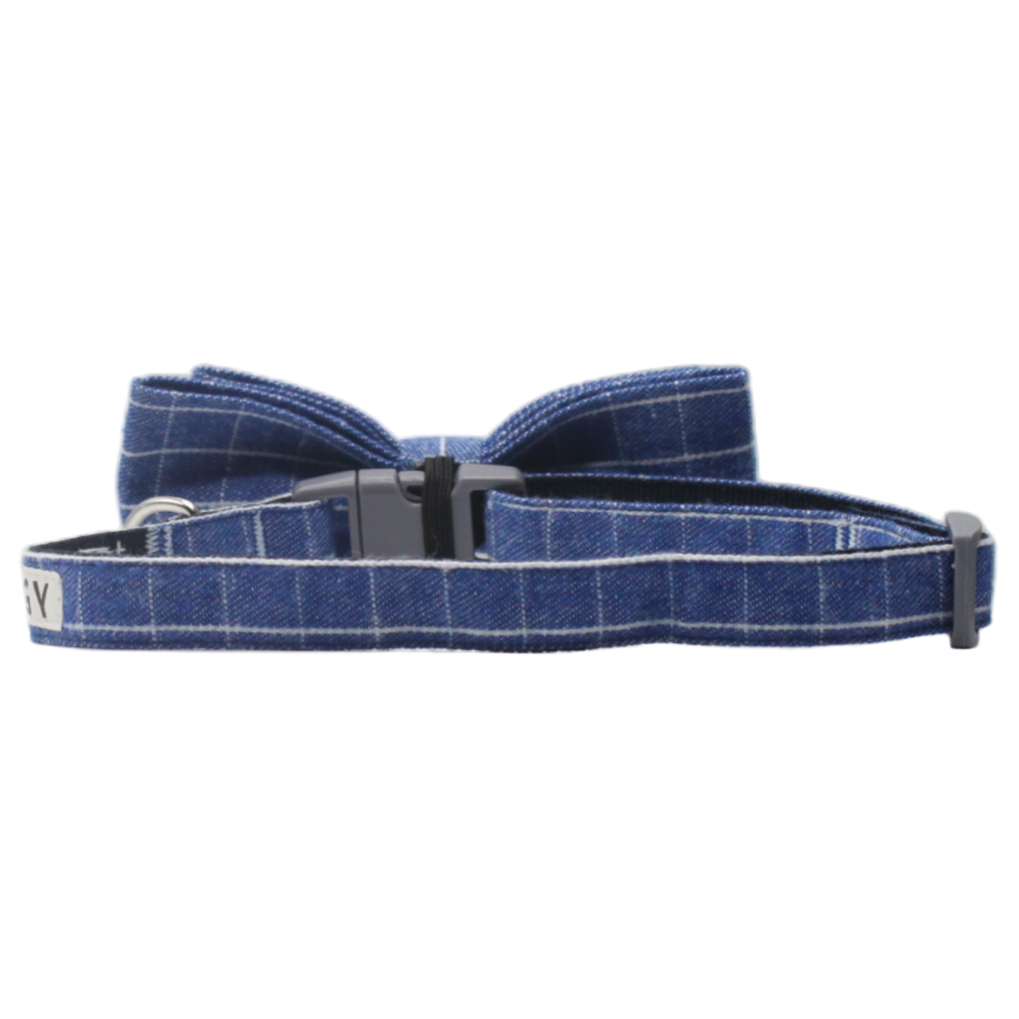 collier chien noeud papillon boucle plastique bleu blanc twiggy