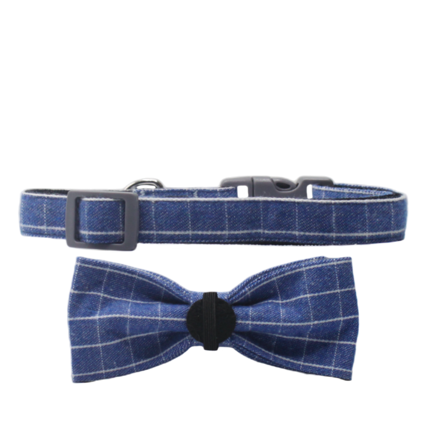 collier chien noeud papillon boucle plastique bleu blanc twiggy