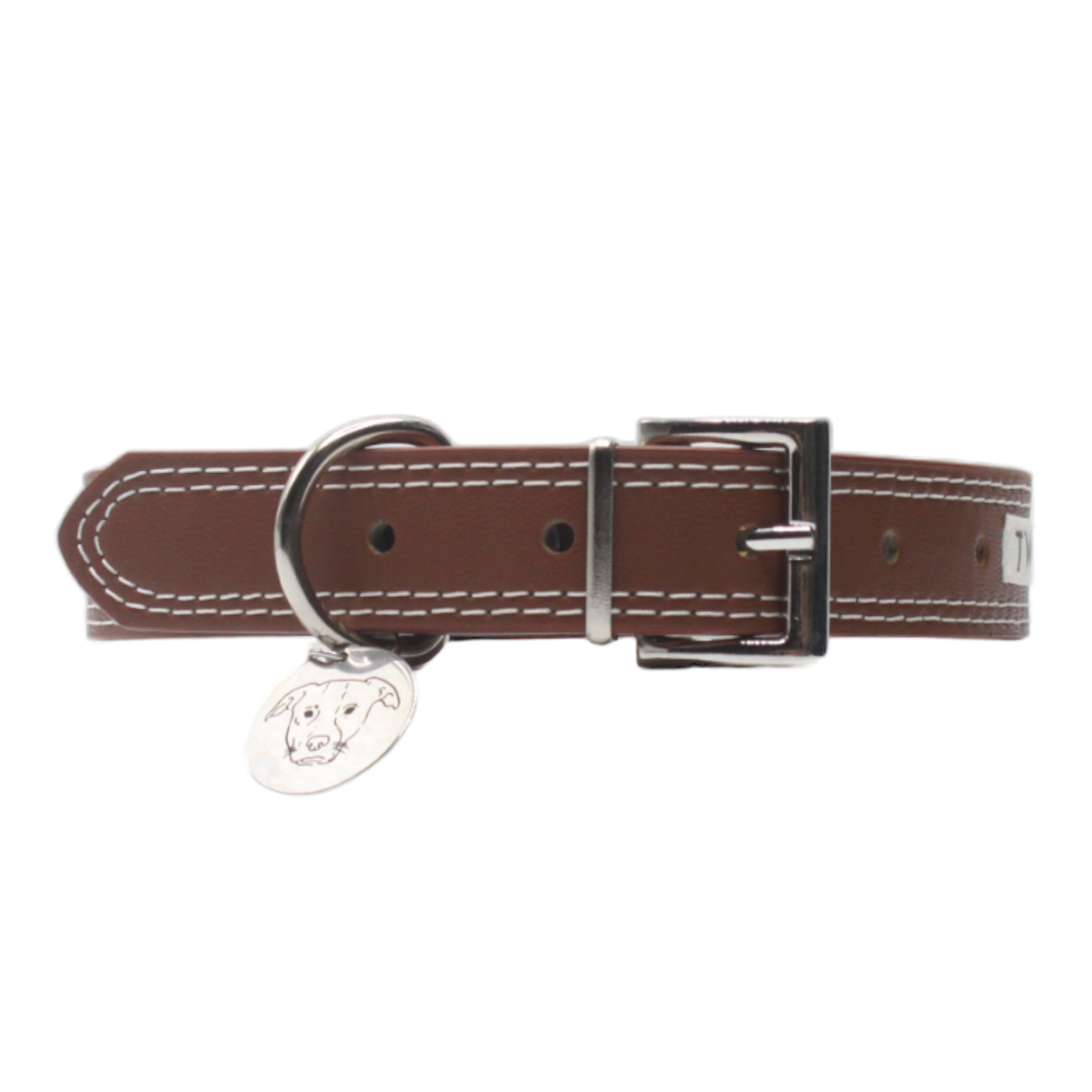 collier chien cuir surpiqué boucle réglable marron twiggy