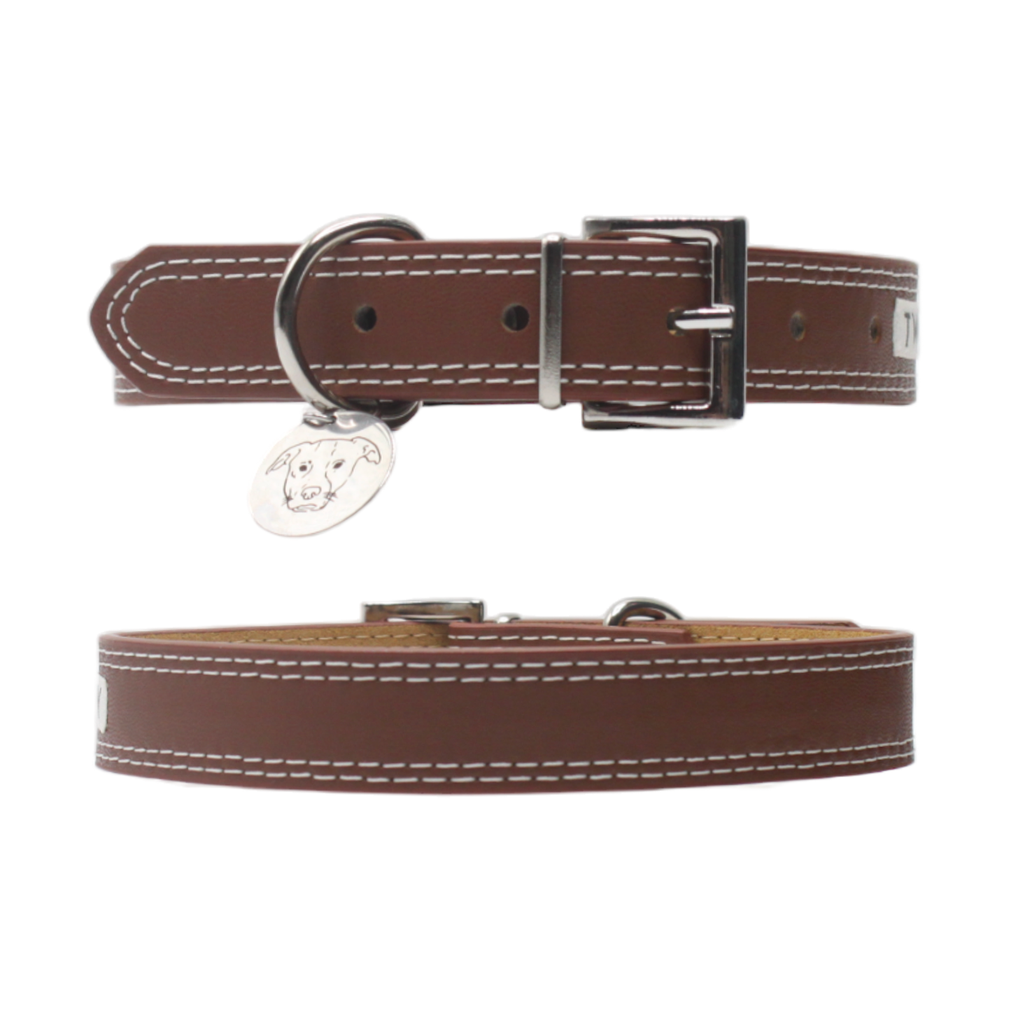 collier chien cuir surpiqué boucle réglable marron twiggy