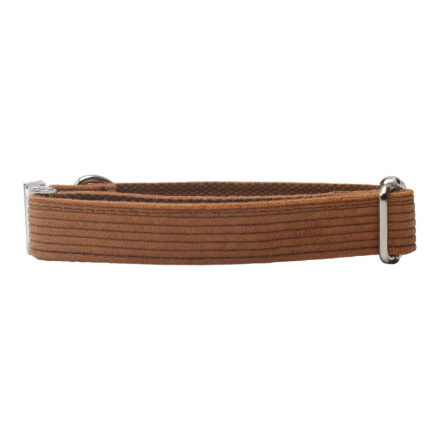 collier chien velours côtelé boucle métal argenté marron caramel twiggy