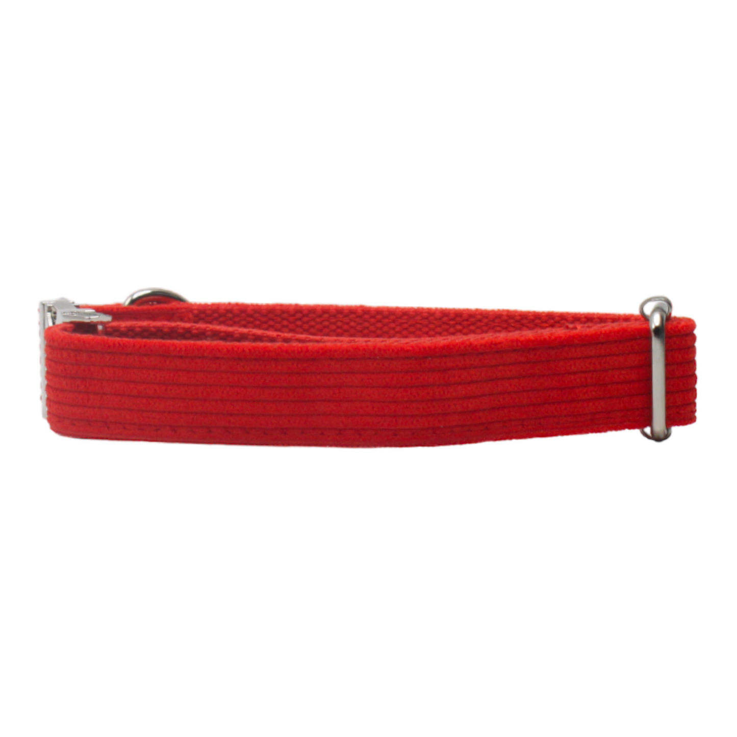 collier chien velours côtelé boucle métal argenté rouge twiggy
