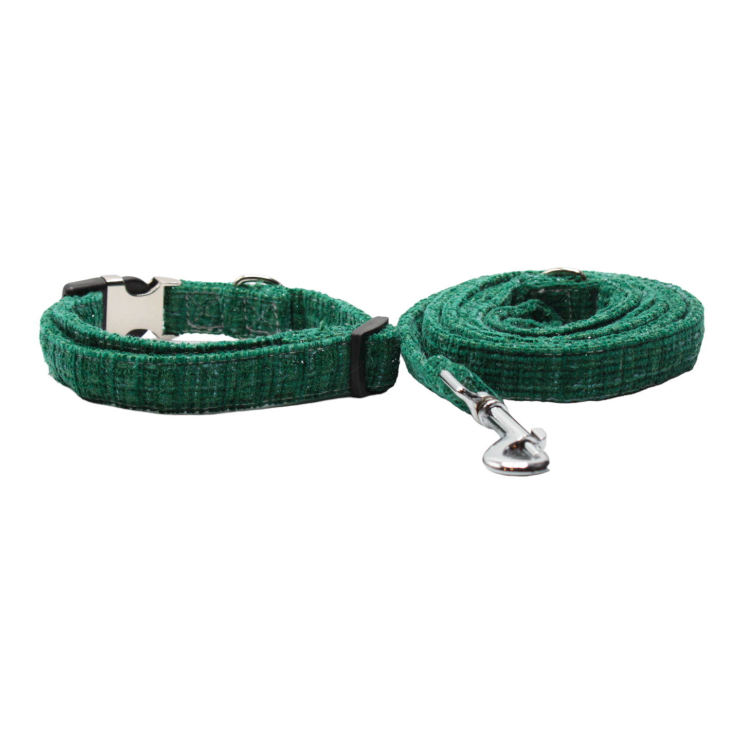 collier laisse chien tweed boucle metal argenté vert twiggy