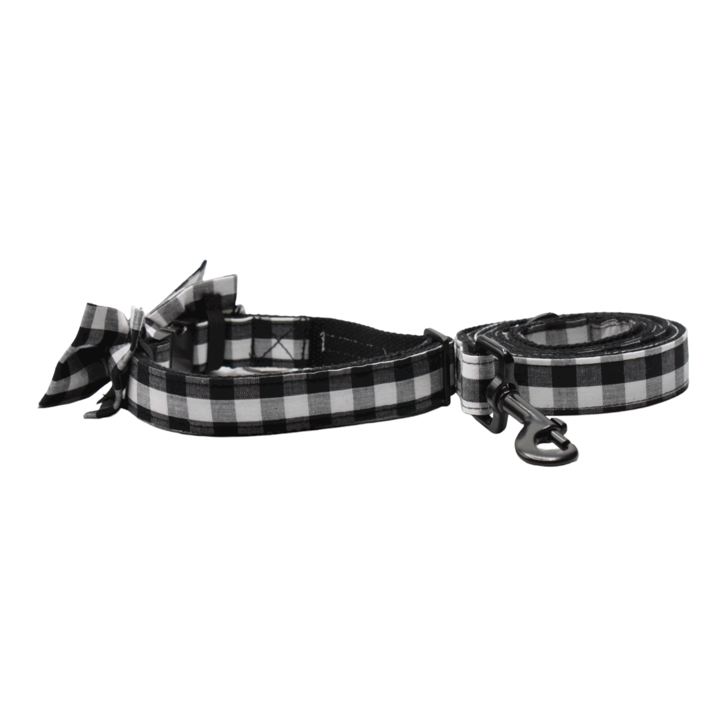 collier laisse chien vichy carreaux noeud papillon noir blanc twiggy