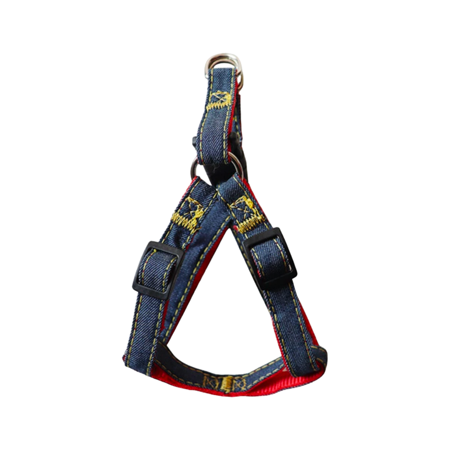 harnais chien boucle plastique denim jean bleu rouge twiggy