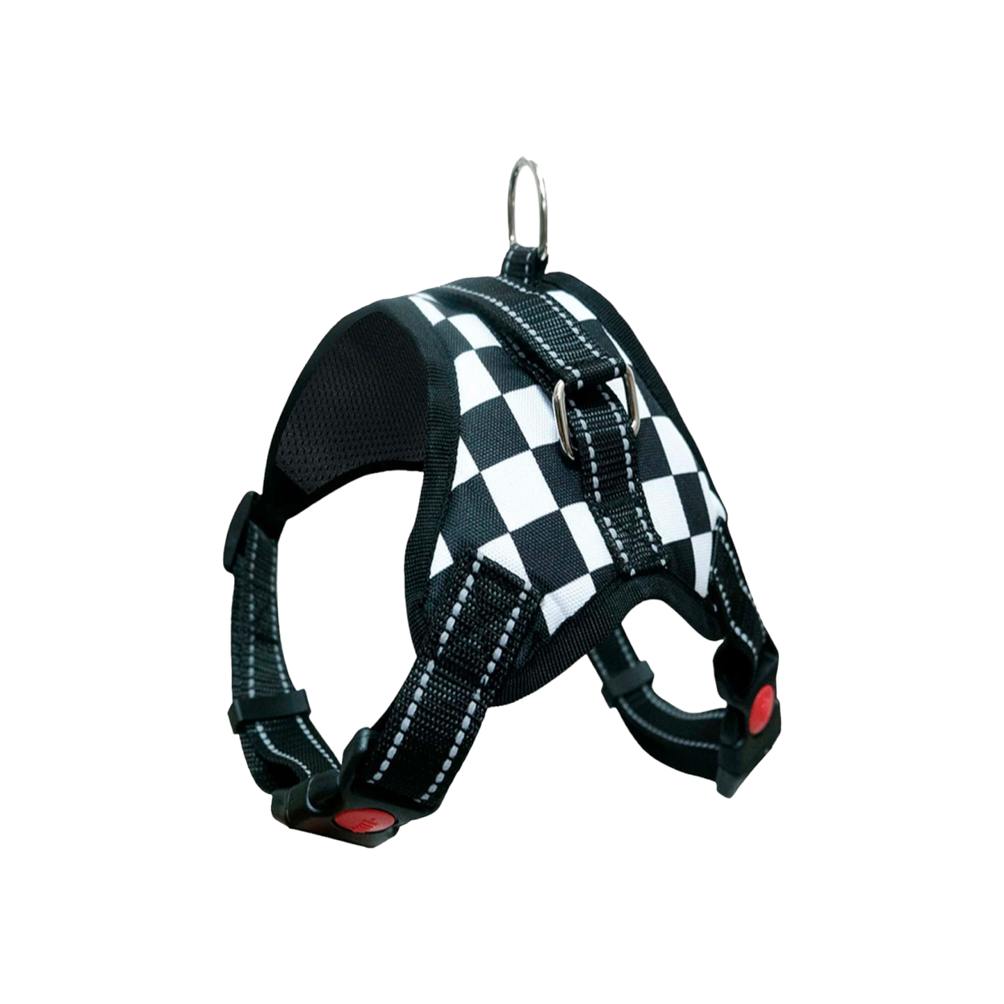 harnais chien boucle plastique damier vichy carreaux noir blanc twiggy