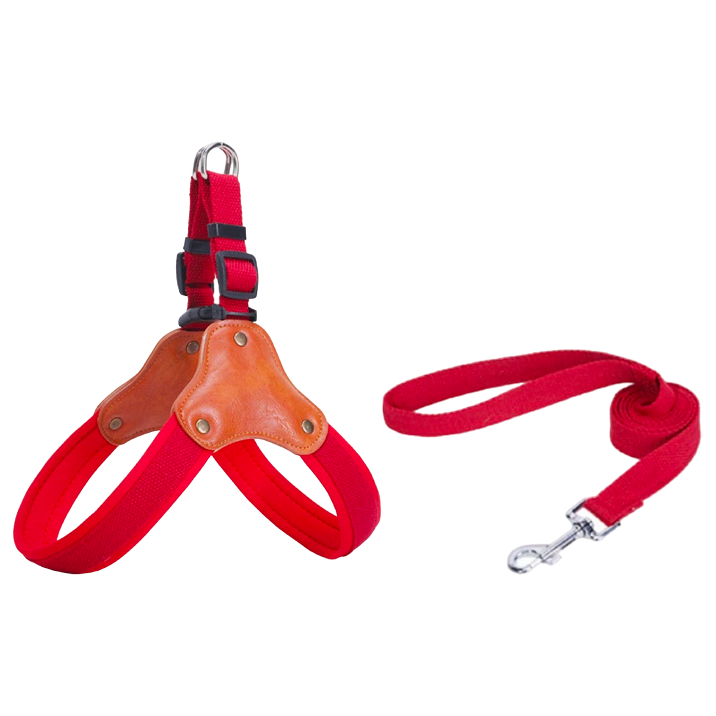 harnais laisse chien cuir rouge marron boucle plastique twiggy