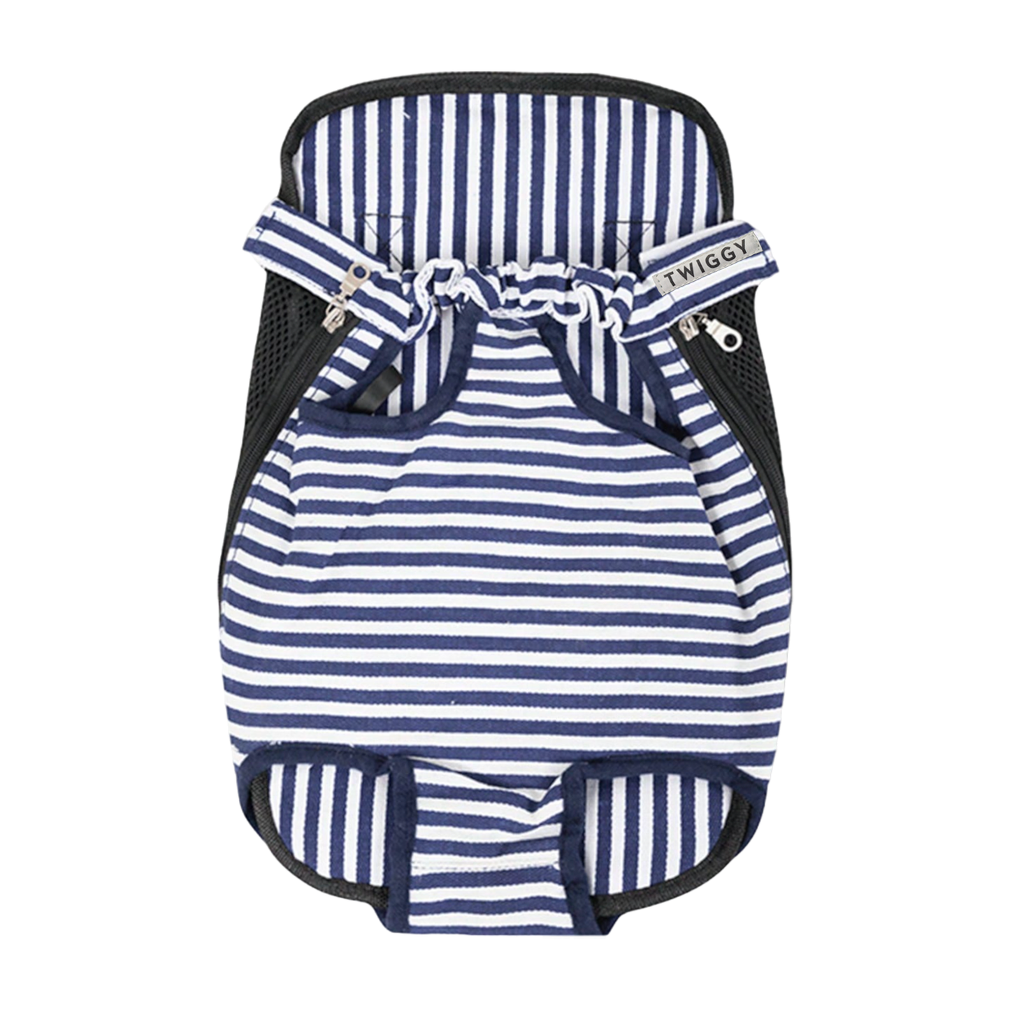 sac a dos transport chien rayé bleu et blanc twiggy
