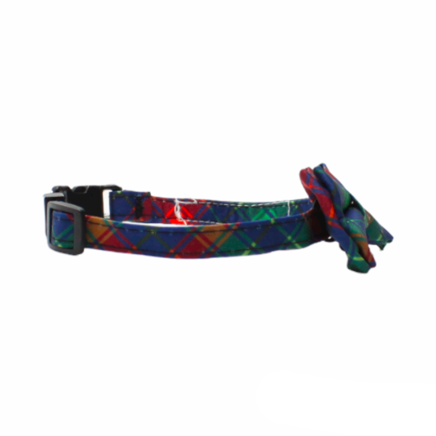 collier chat boucle classique plastique écossais noeud papillon vert rouge twiggy