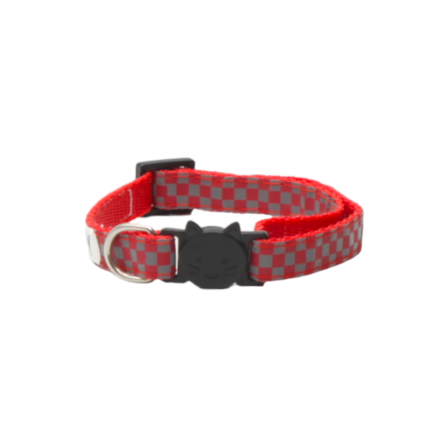 collier chat carreaux réfléchissants boucle anti-étranglement rouge twiggy