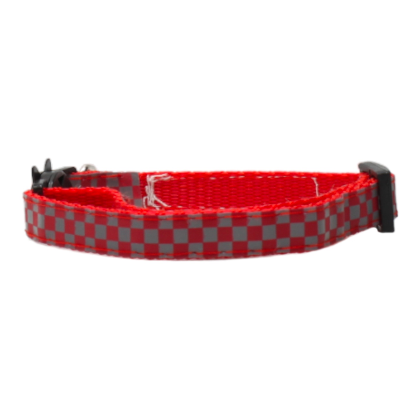 collier chat carreaux réfléchissants boucle anti-étranglement rouge twiggy