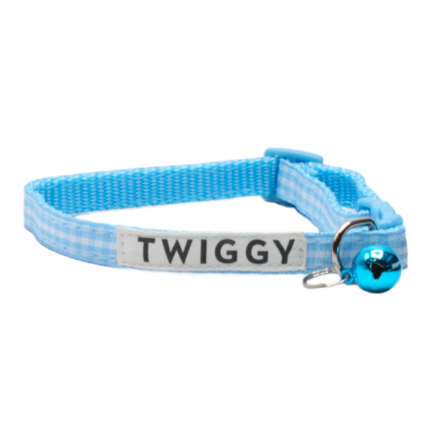 collier chat carreaux vichy boucle classique bleu twiggy