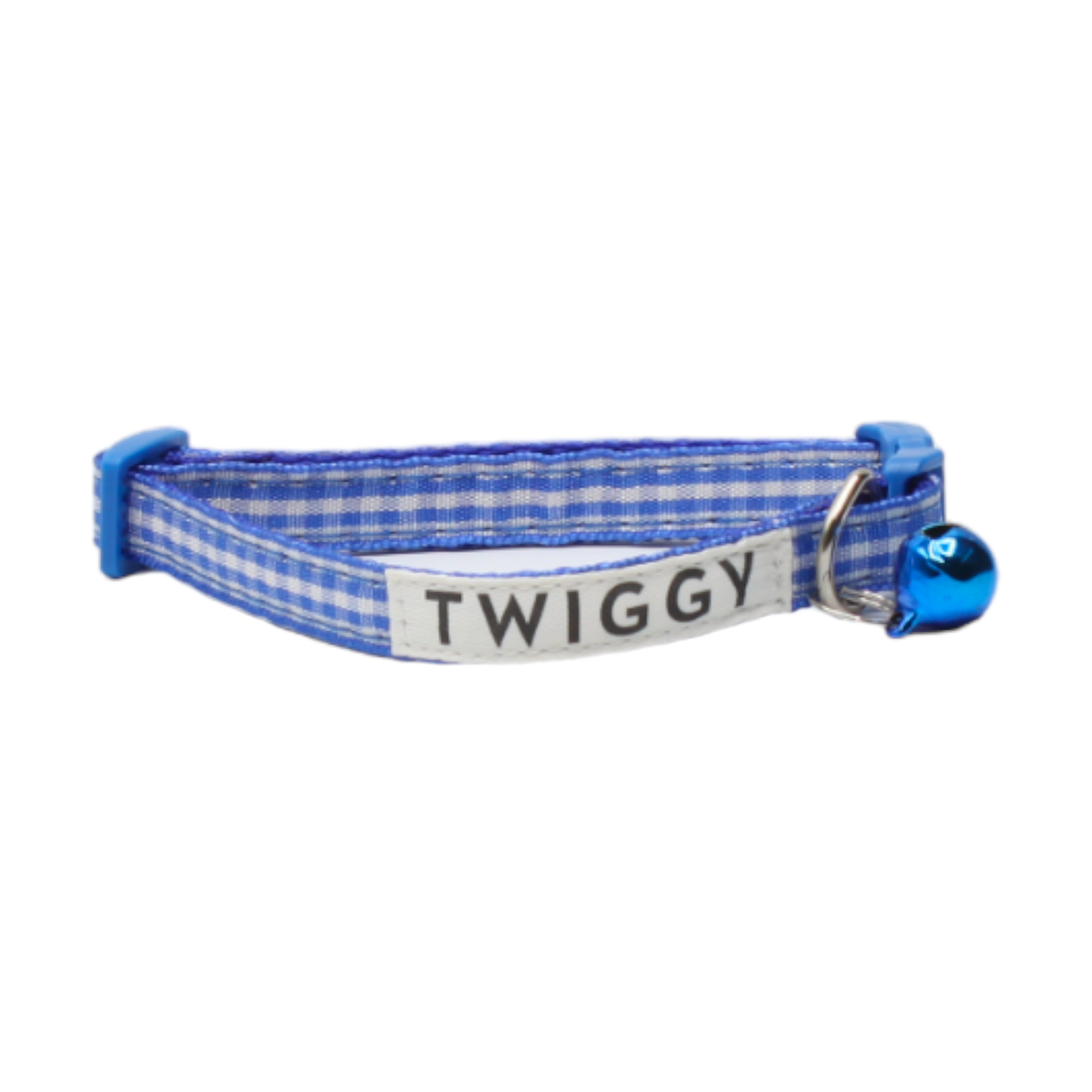 collier chat carreaux vichy boucle classique bleu marine twiggy