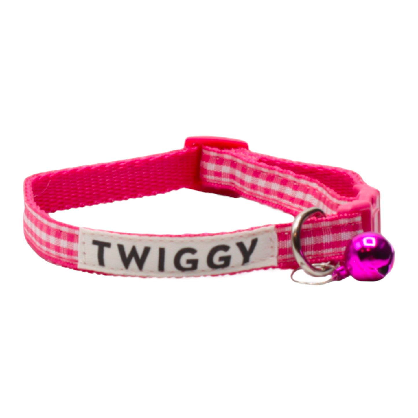collier chat carreaux vichy boucle classique rose twiggy