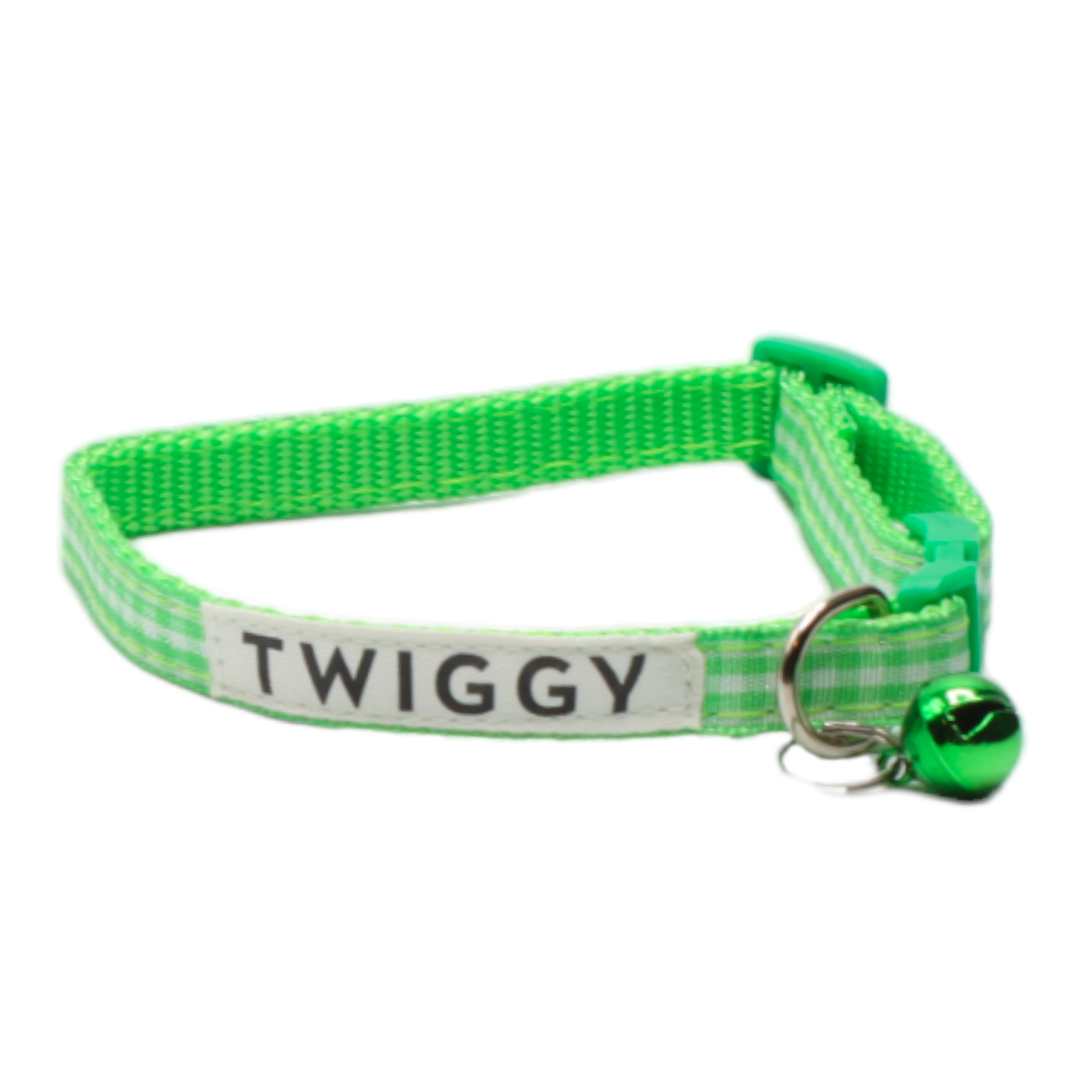 collier chat carreaux vichy boucle classique vert twiggy