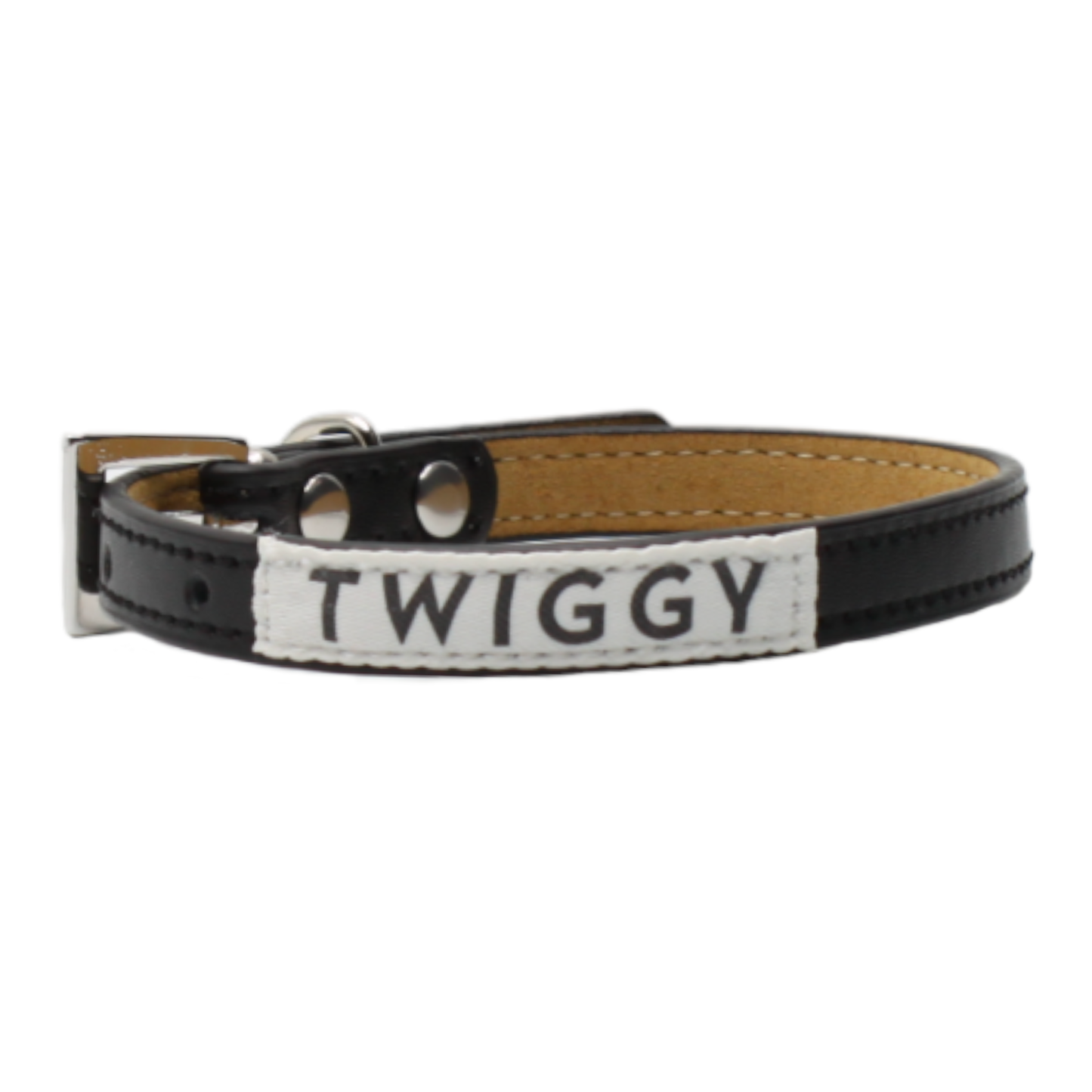 collier chat cuir boucle réglable noir twiggy