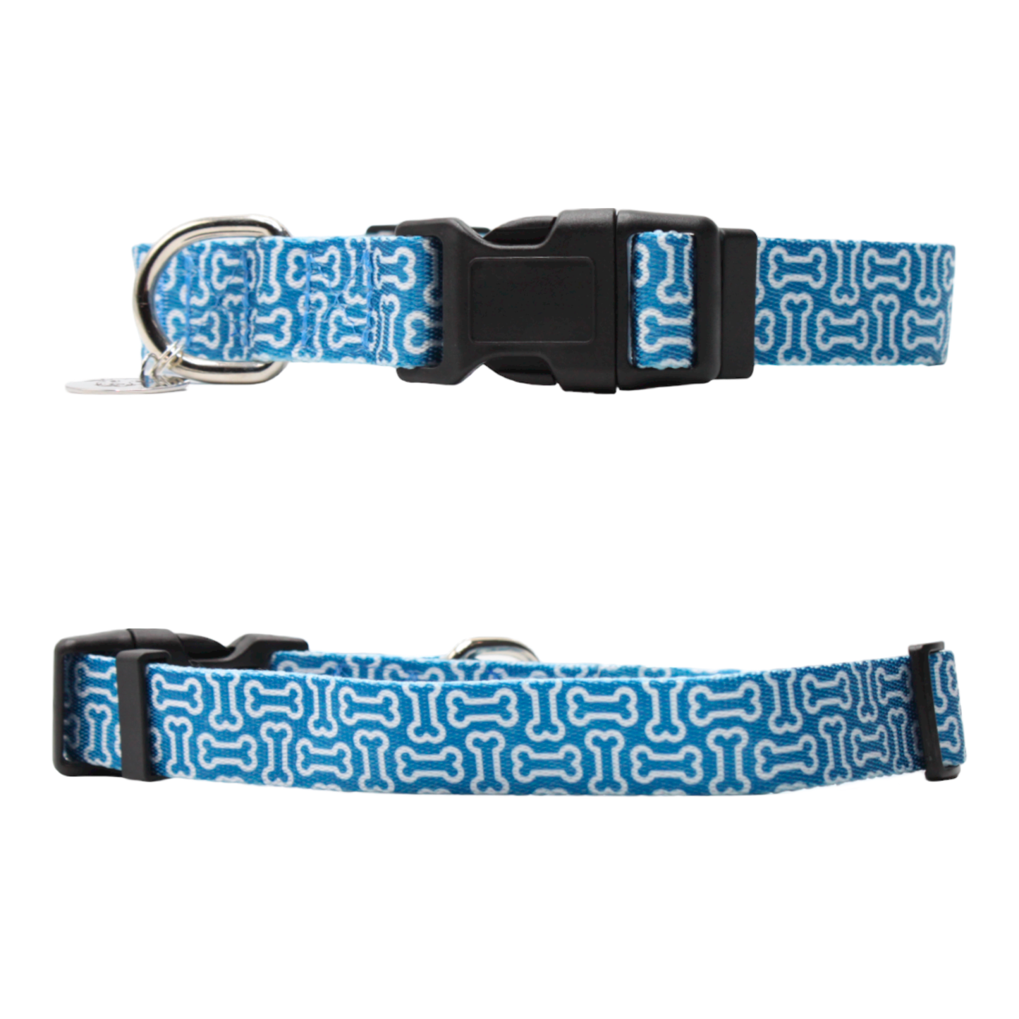 collier chien boucle plastique motif os bleu blanc twiggy