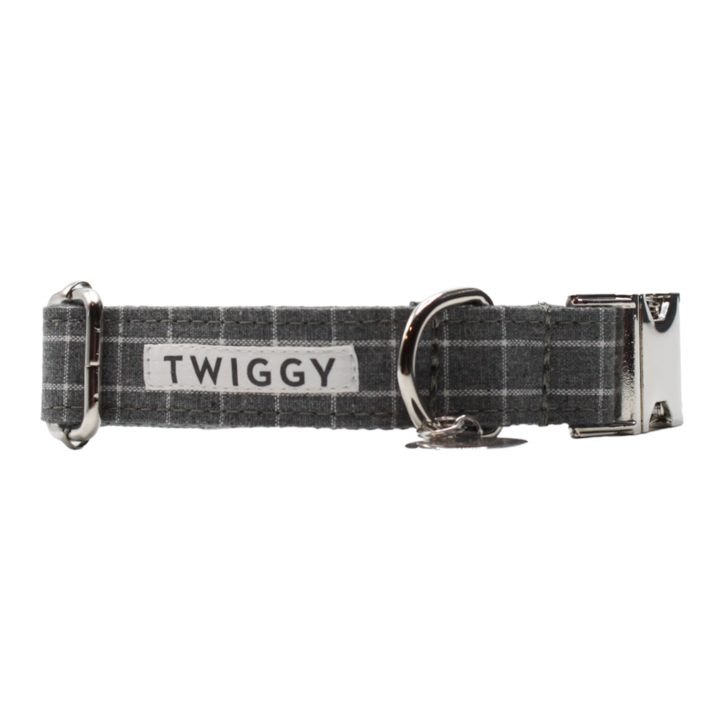 collier chien boucle métal motif chic gris twiggy