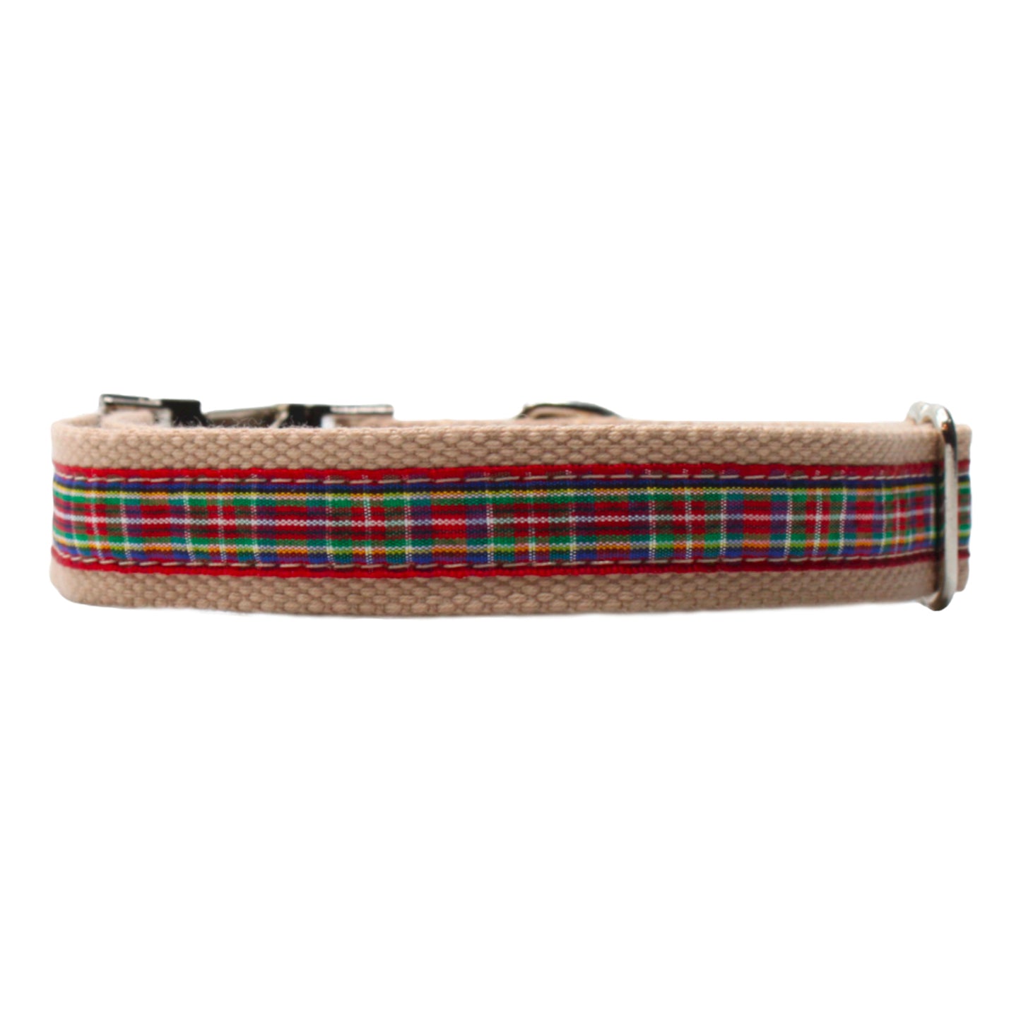 collier chien boucle métal argentée écossais tartan rouge twiggy