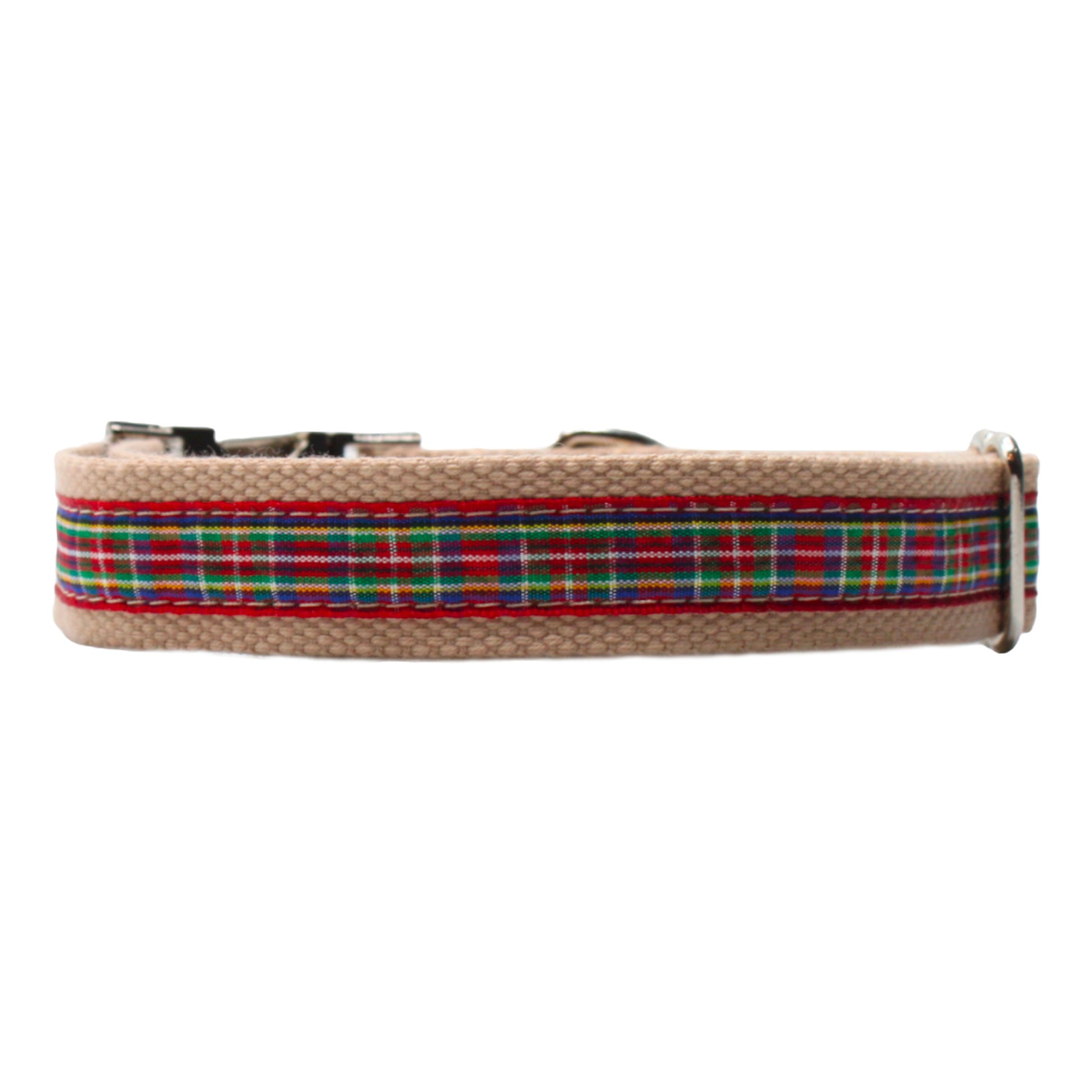 collier chien boucle métal argentée écossais tartan rouge twiggy