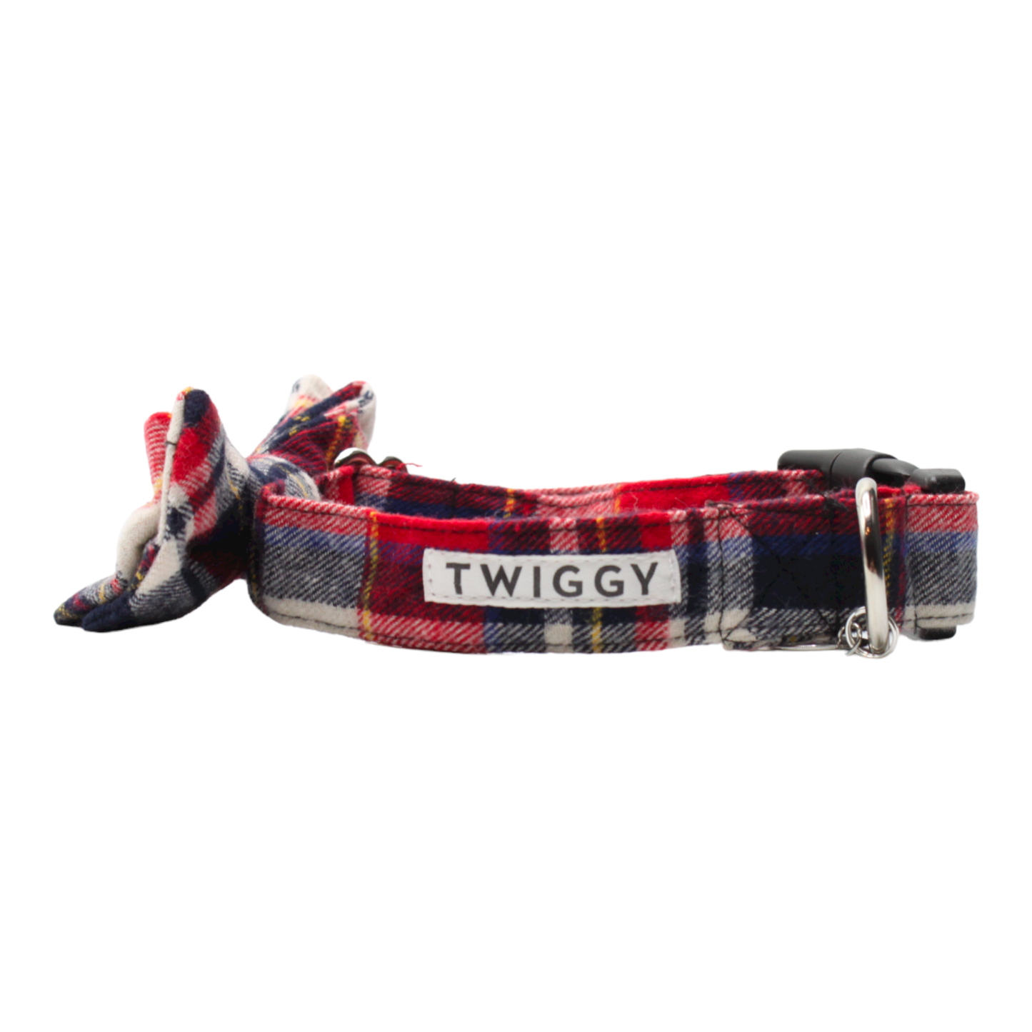 collier chien boucle plastique écossais tartan noeud papillon rouge twiggy