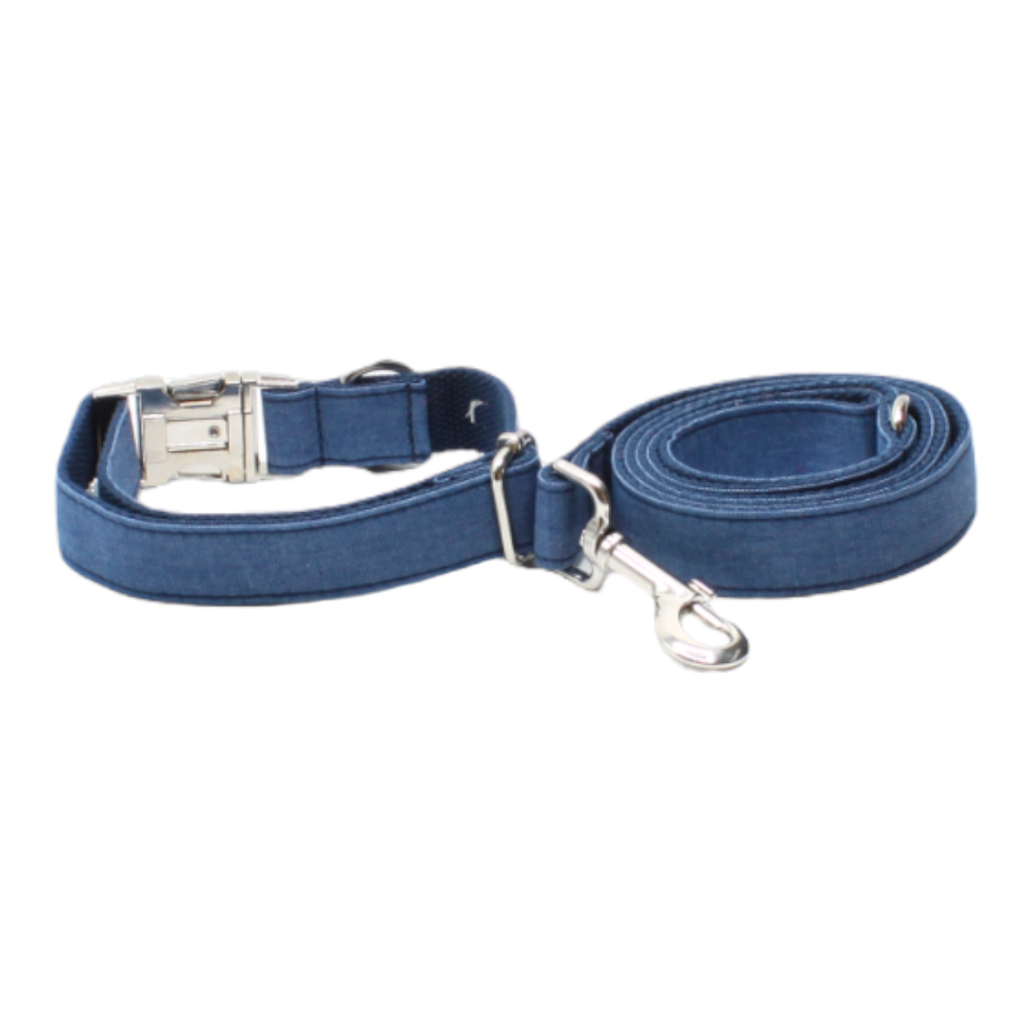 collier laisse chien denim jean boucle métal argenté bleu marine twiggy