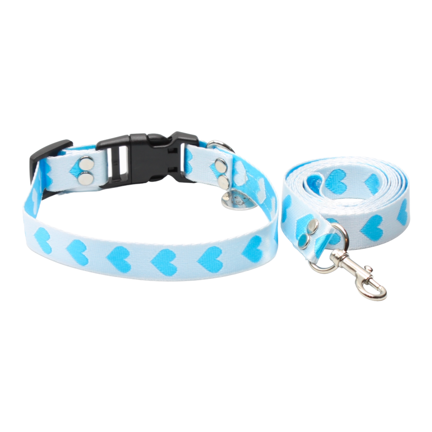 collier laisse chien boucle plastique coeurs bleu saint-valentin twiggy