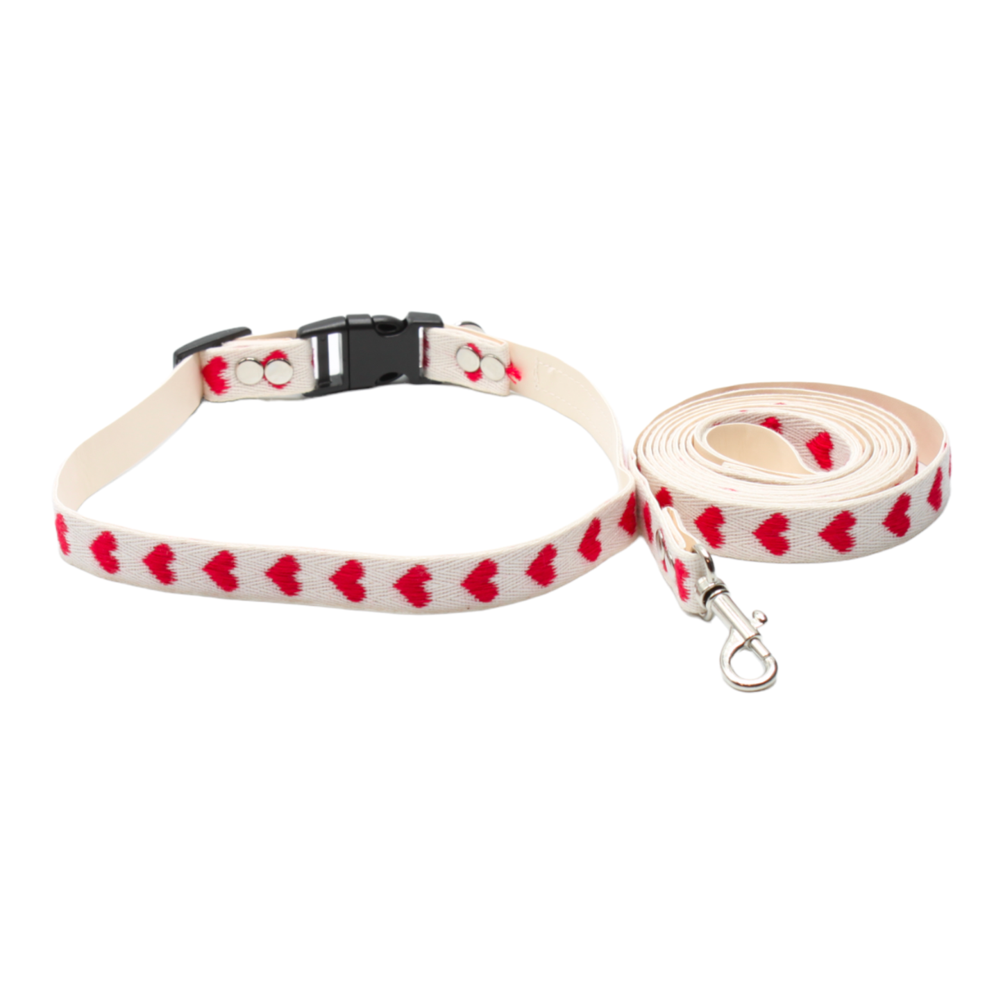 collier laisse chien boucle plastique coeurs rouge saint-valentin twiggy