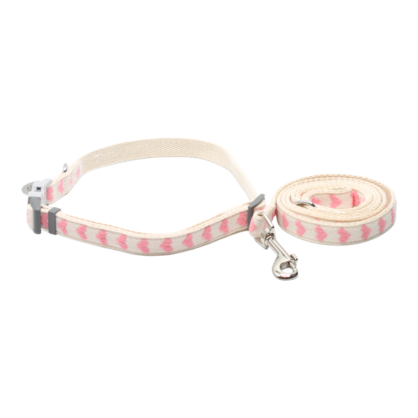 collier laisse chien boucle plastique os coeurs rose saint-valentin twiggy