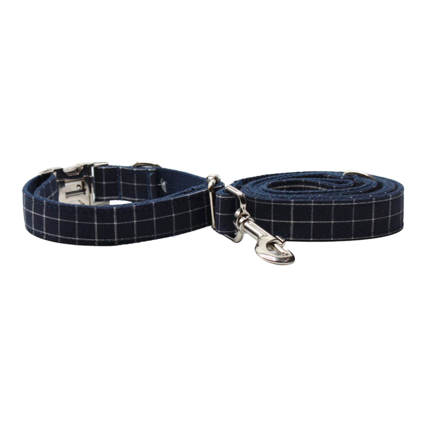 collier laisse chien boucle métal carreaux chic bleu twiggy