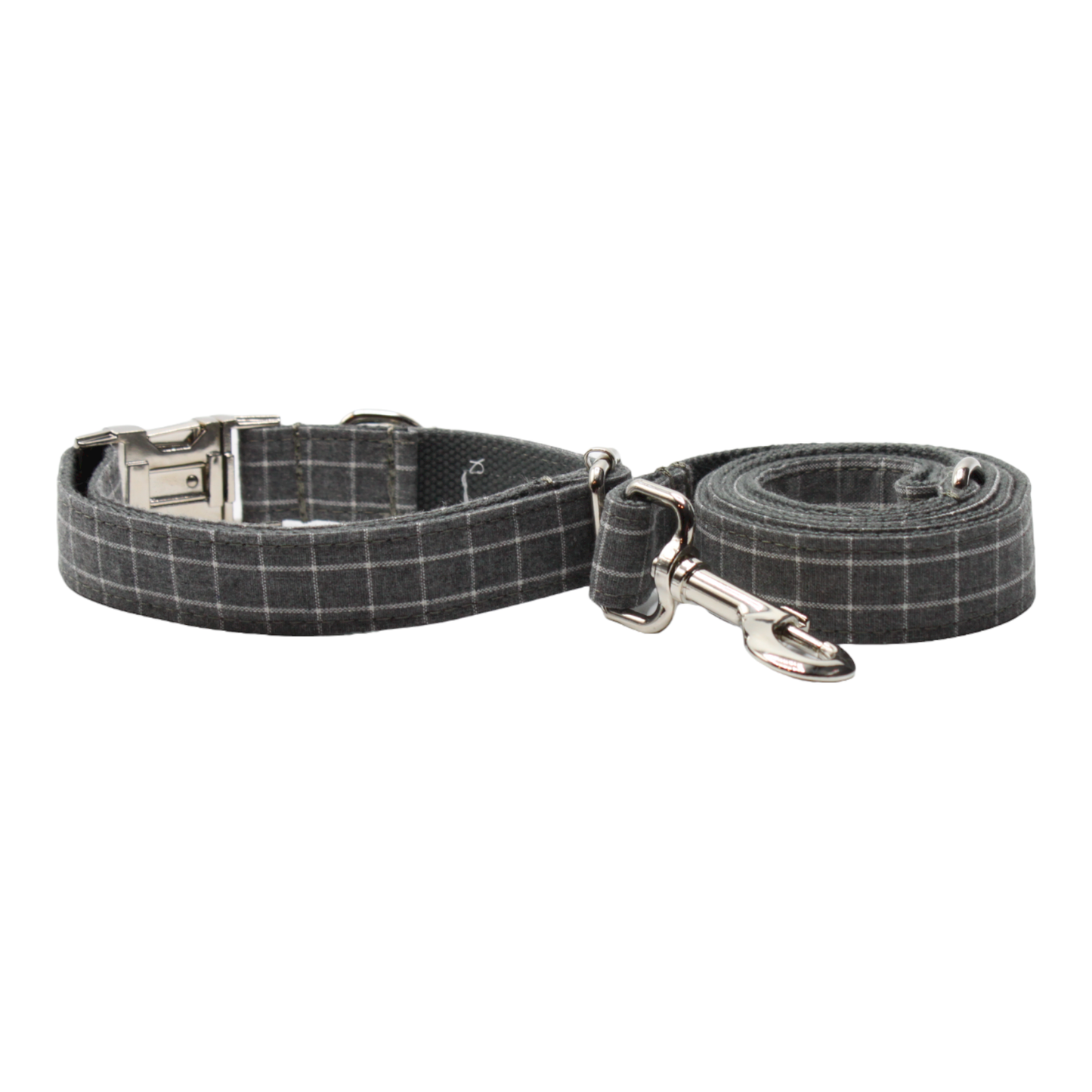 collier laisse chien boucle métal carreaux chic gris twiggy