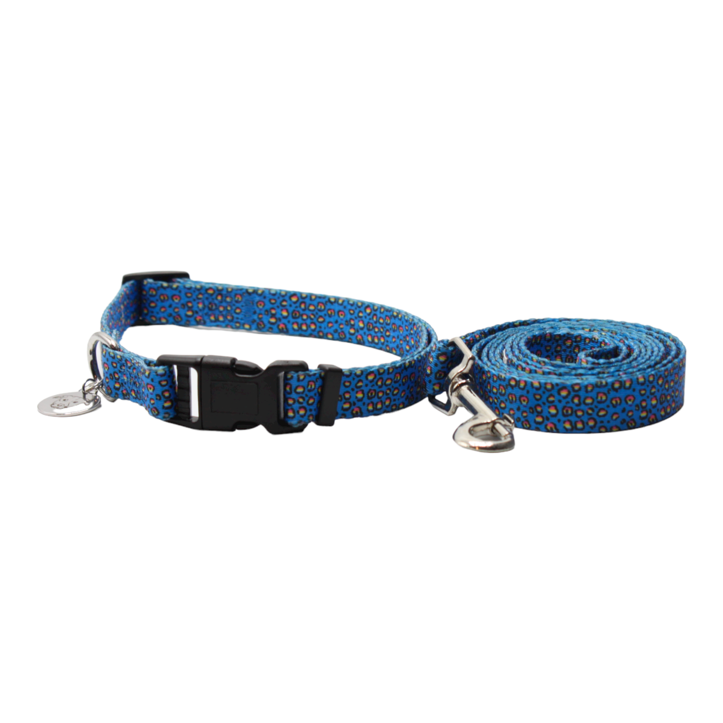 collier laisse chien boucle plastique léopard bleu twiggy