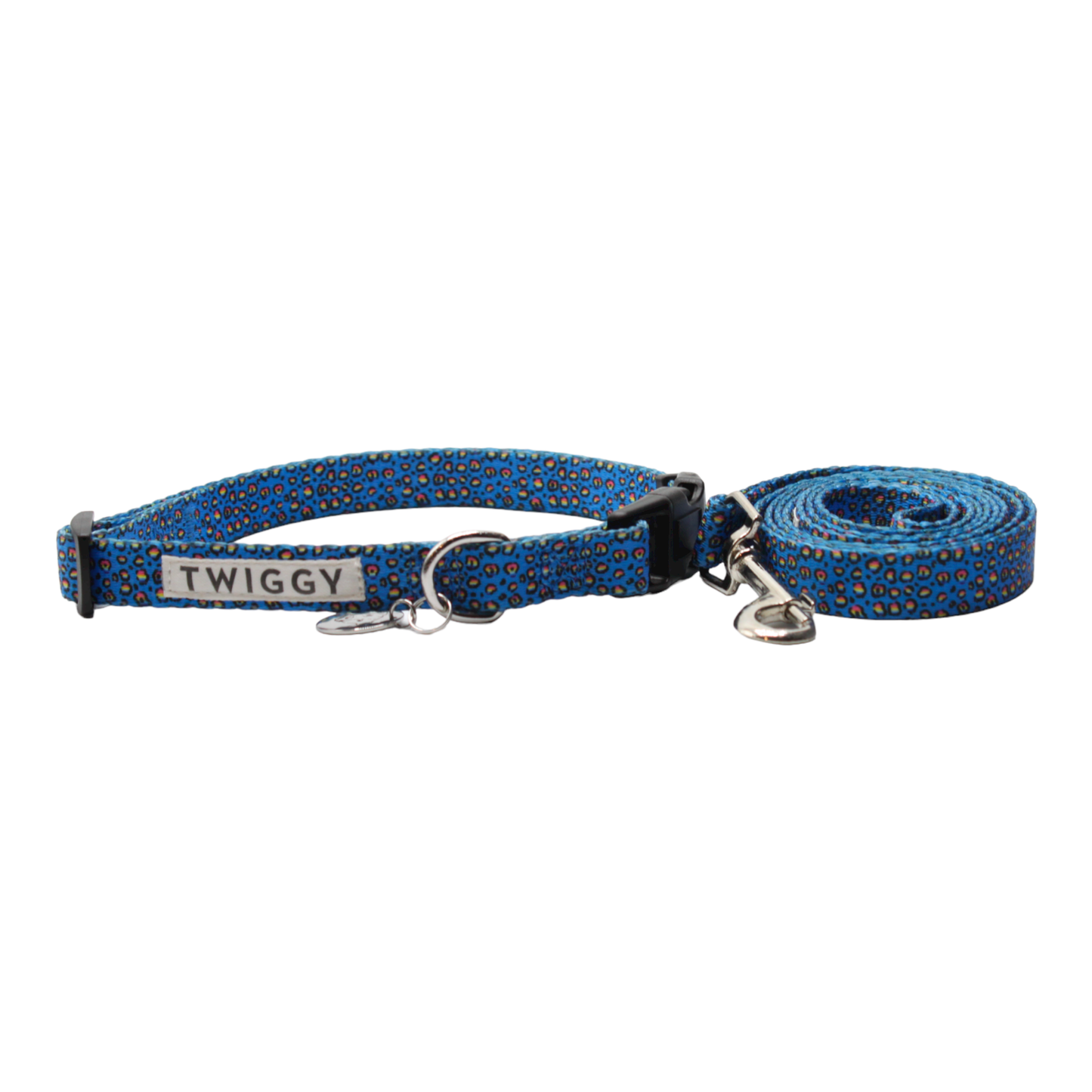 collier laisse chien boucle plastique léopard bleu twiggy