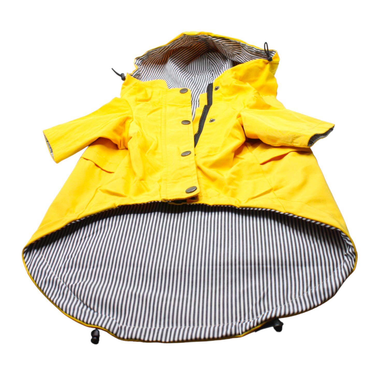 manteau imperméable ciré pluie chien breton bretagne rayé jaune bleu twiggy