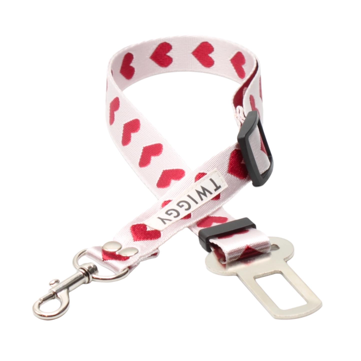 laisse sangle sécurité voiture chien coeurs saint-valentin rouge twiggy