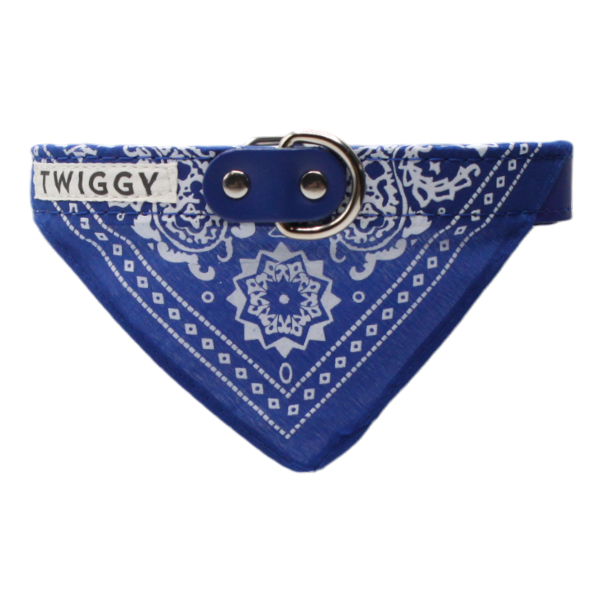 bandana chien collier cuir bleu twiggy