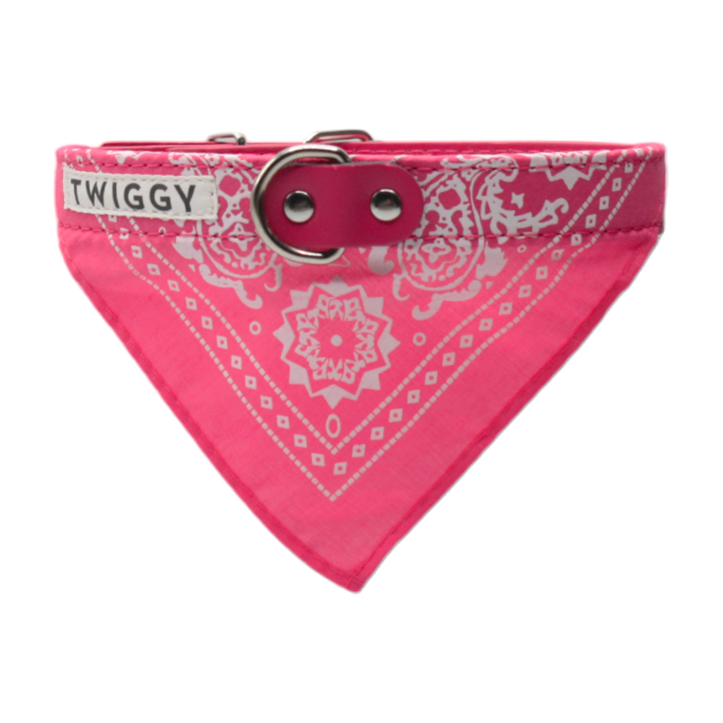 bandana chien collier cuir rose twiggy