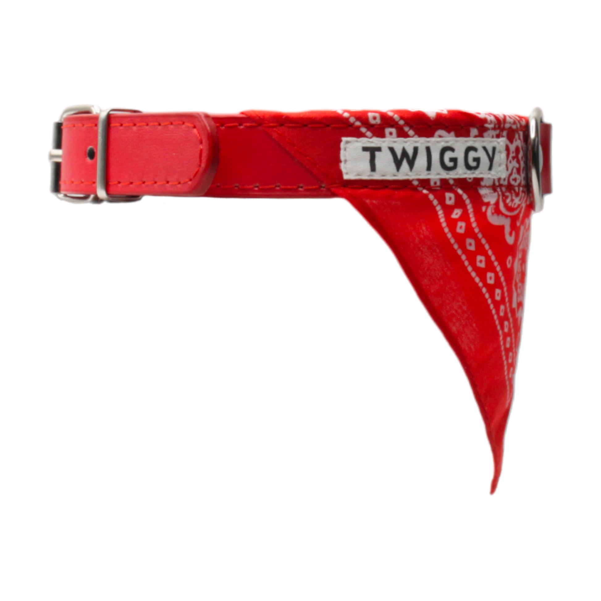 bandana chien collier cuir rouge twiggy