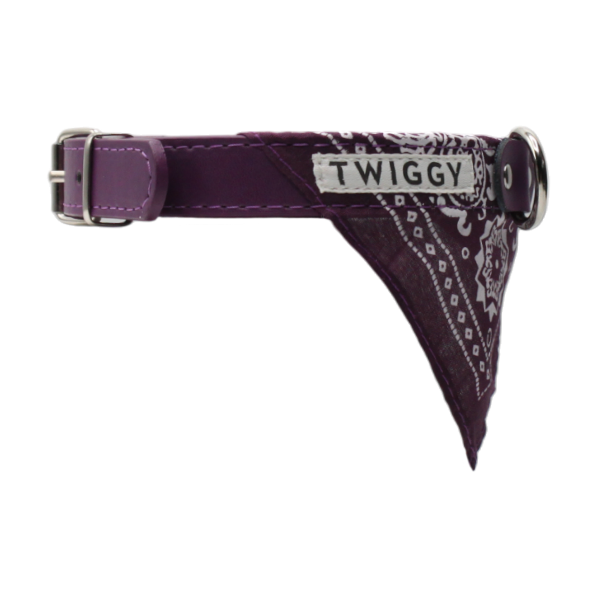 bandana chien collier cuir violet twiggy