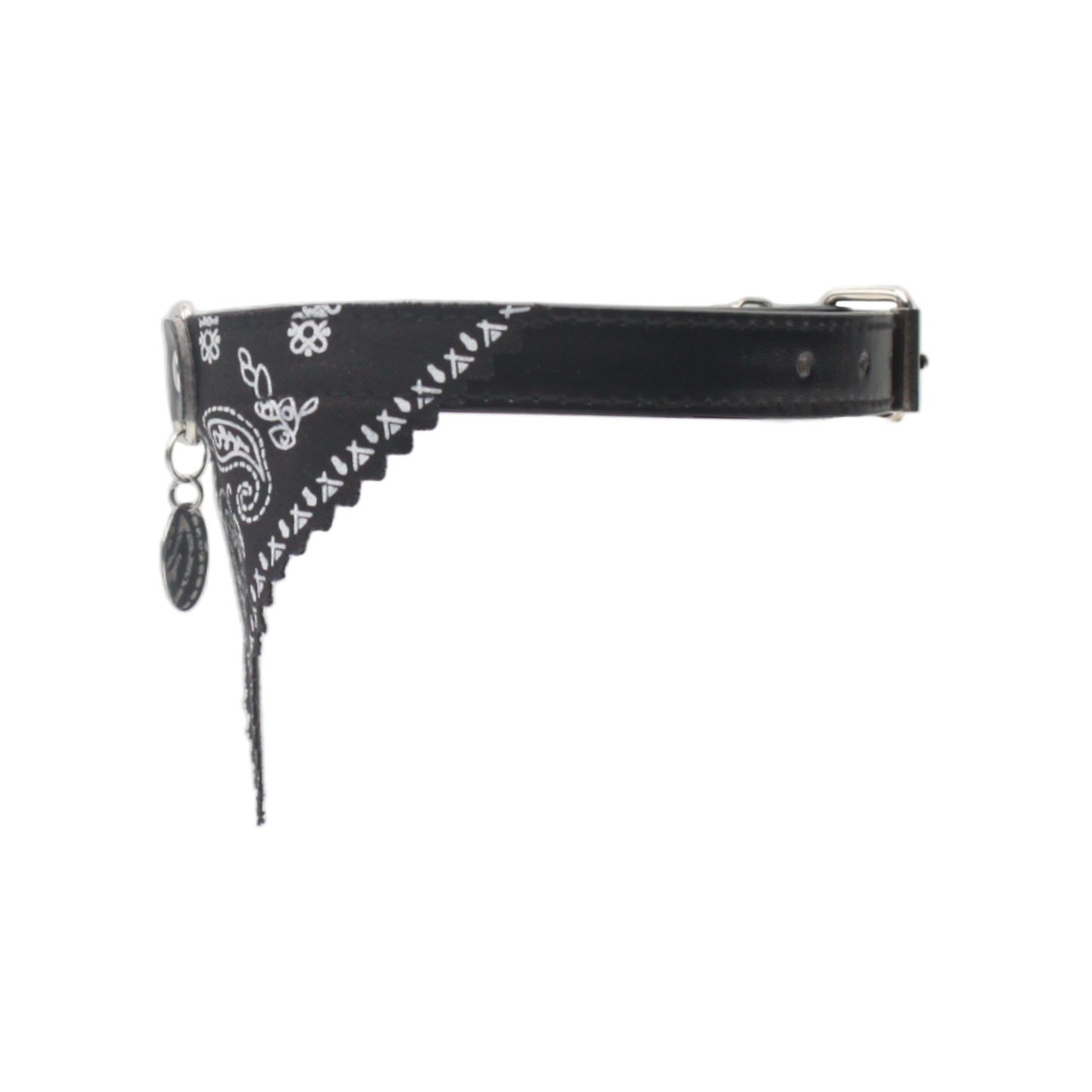 bandana chien collier cuir noir twiggy