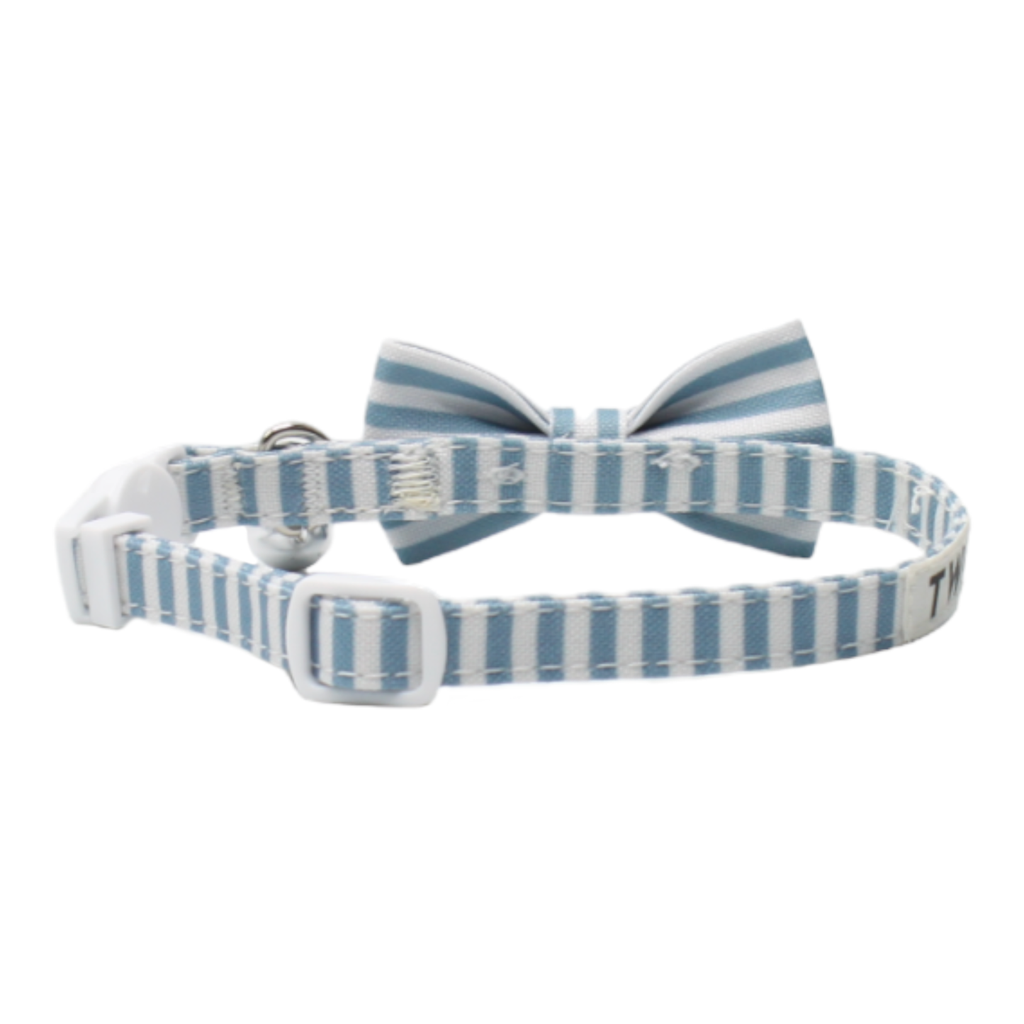 collier chat rayé nœud papillon boucle anti-étranglement bleu twiggy